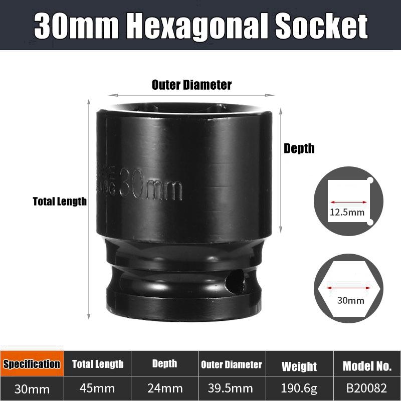 1/2" Drive Deep Impact Socket Set Drive Metric Wrench Black Socket Deep Impact Socket Pneumatic Wrench Head Tire Removal Tools