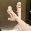 2025 New Mary Jane High Heels Women's Chunky Heel Maid of  Comfortable Everyday Wear Synthetic Leather Single