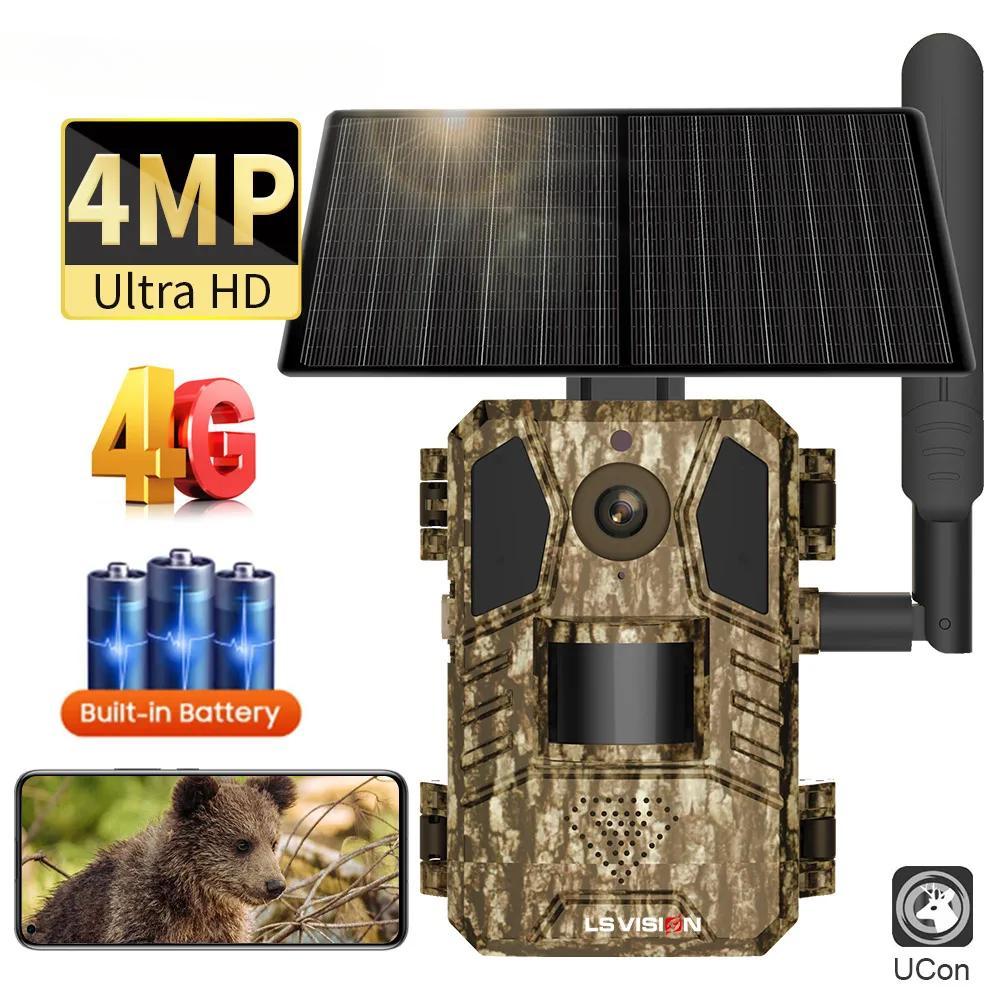 2025 Solar Hunting Trail Camera 14MP 4G SIM Card IP66 Waterproof 2-Way Talk 20M PIR Motion Detection Wildlife Camera IR Night Vision