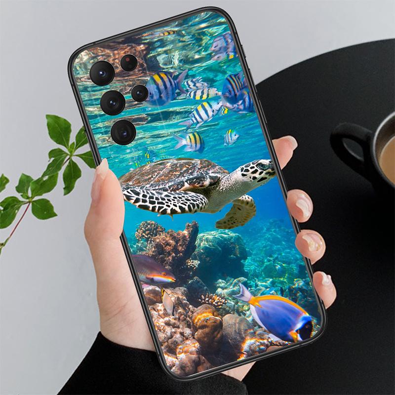 Phone Case For Samsung A17 A55 A16 A56 A35 A15 A53 A54 A33 A34 A25 A05S A52 A52S A07 A26 A06 Sea Summer Dolphin Shark Turtle