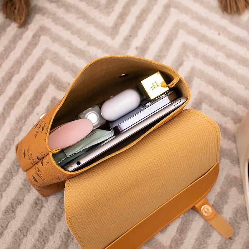 Printed retro backpack versatile fashion texture niche women's bag