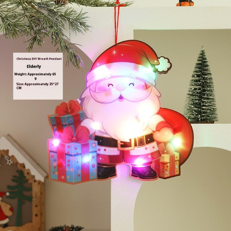 1Pc Luminous Door Hanging Decorations Christmas Home Diy Colorful Lights Snowman Scene Arrangement Hanging Decorations