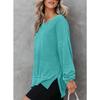 New Autumn Women's Round Neck Long Sleeve Side Slit Waffle Simple and Versatile Sweatshirt