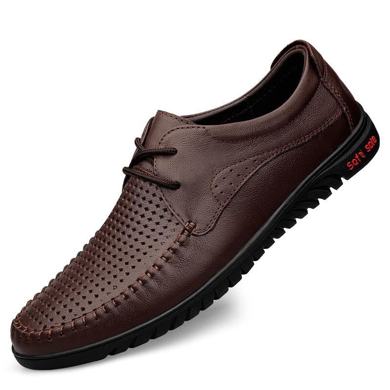 Men s Breathable Leather Lace-up Casual Shoes for Spring & Summer 42