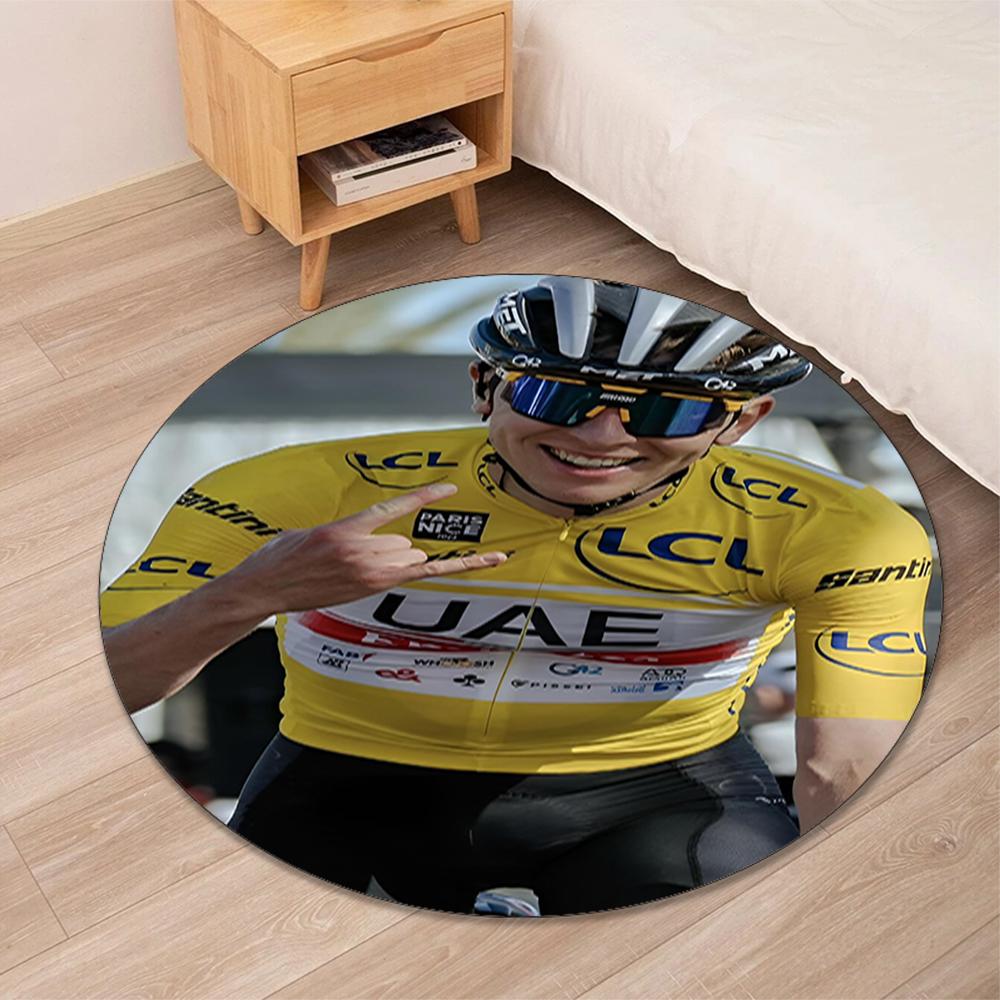 Tadej Pogacar Printed Round Rug Carpet Chair Rug Area Rug Entryway Doormats,for Office Chair Living Room Bedroom Kitchen Room.