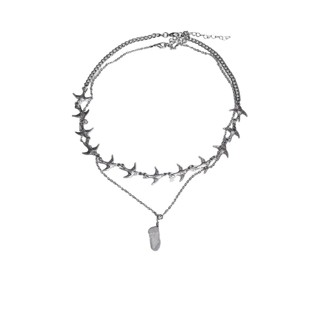 Bohemian Bird Crystal Necklace For Women With Geometric Pendant And Cross Chain