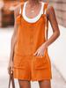 Summer Women's Solid Color Patch Pocket Tied Cotton and Linen Suspender Pants