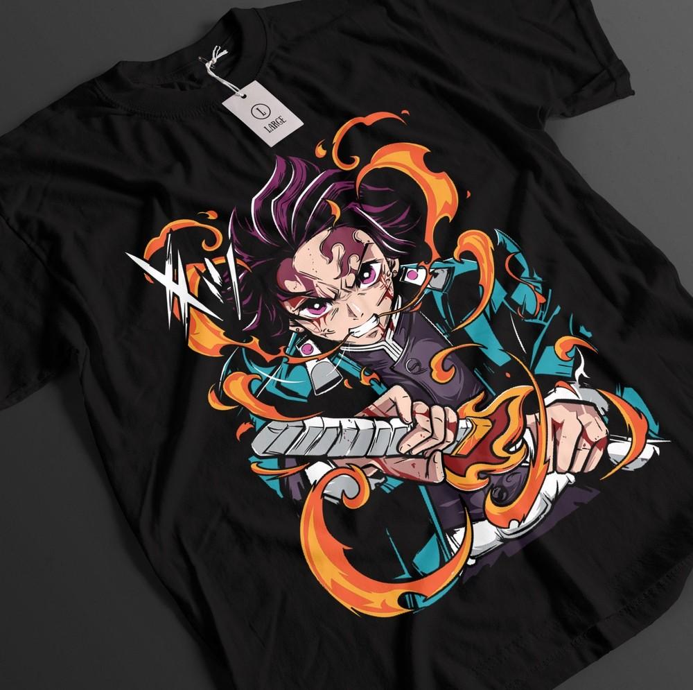 

Demon Slayer Shirt Tanjiro T-Shirt Zenitsu KNY Nezuko Inosuke Akaza Muzan Tee 2XL