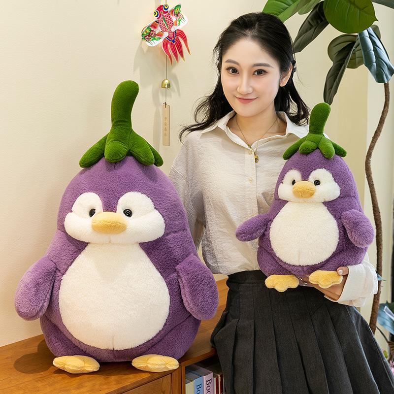 Transformable Penguin Eggplant Plush Toy - Cute Gift for Girls