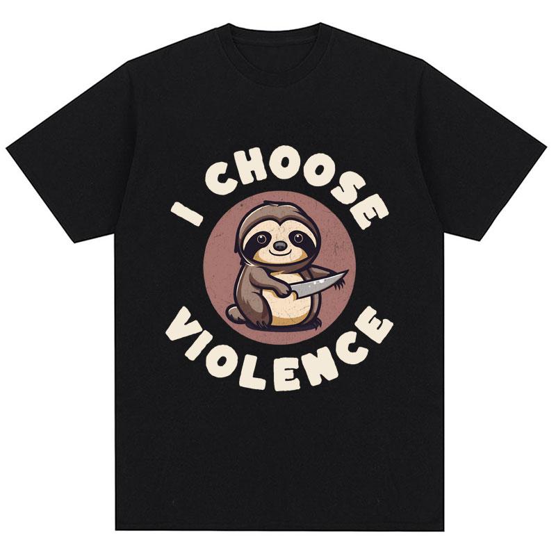I Choose Violence T Shirt Funny Duck Humor Slogan Short Sleeve Tshirts Men Women 100 Cotton  2026 New  Tshirt Streetwear