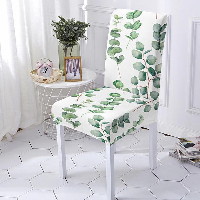 Tropical Plant Print Elastic Chair Cover Washable Green Series All Inclusive Dining Chair Cover Spandex For Restaurant Wedding