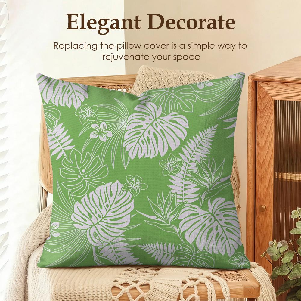 Monstera Pattern Cushion Cover Natural Linen Organic Fabric DoubleSided Printing Sofa Home Decor Gift Pillow Case
