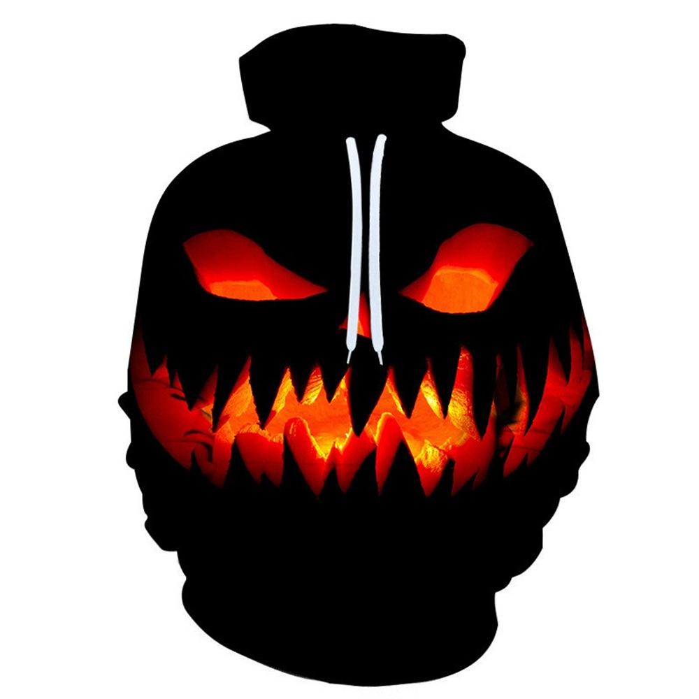 Spring and Autumn Pumpkin Halloween 3D Digital Printing Men and Women Casual Fashion Hooded Sweatshirt