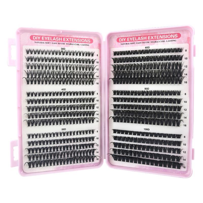570 ks 30D/40D/50D/60D Jednotlivé řasy Klastry Prodlužování Umělé řasy DIY Doma Prodlužování řas v klastrech Make-up