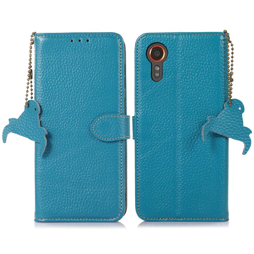 For Samsung Galaxy Xcover7 RFID Blocking Phone Case Genuine Cow Leather Cover