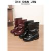 Square Head Retro Bow Thick-Soled Ballet Short Boots Slim Big Tube Circumferential Straight Western Cowboy Boots Sleeve Medium Tube