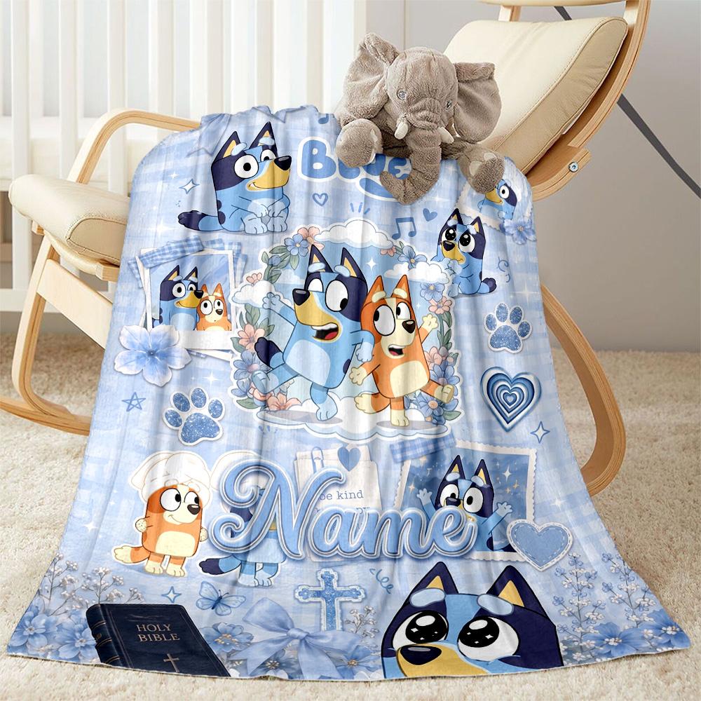 Bluey's Colorful Friends Customize Text Blanket Throw Customizable Blanket Warmthful Decor for Office Bed Chair Sofa Ideal for All Seasons