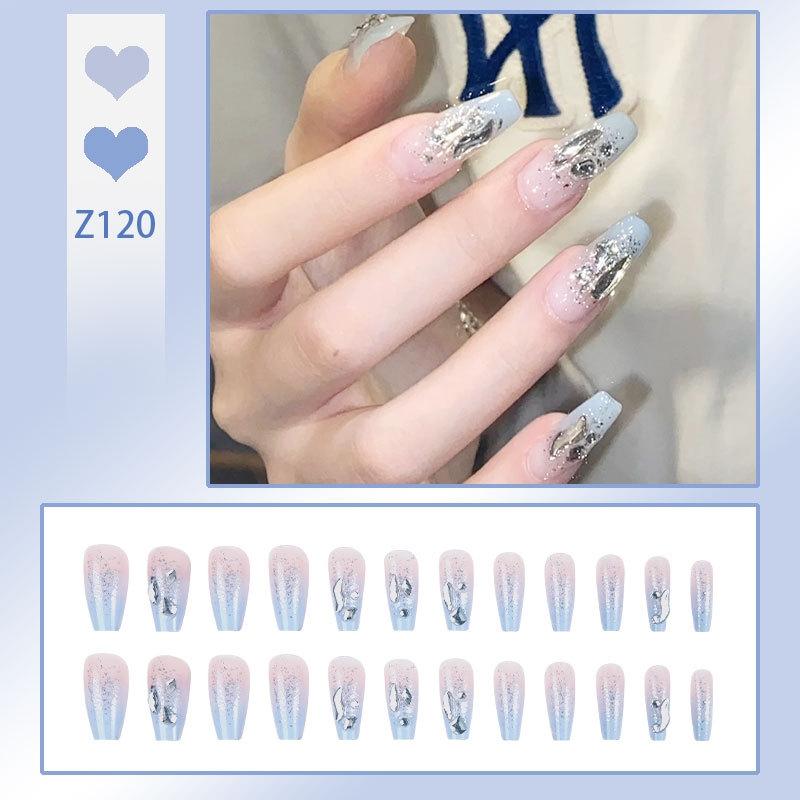 Press On Acrylic Fake Nails Set with Glue High Quality Handmade Nail Extension French Tips Woman False Short Nails Press Ons