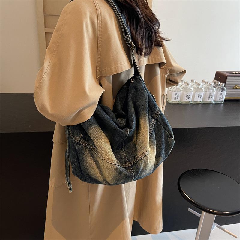 

Tooxika Ленивая Сумка через плечо Большая Вместимость Высококачественная Простая Джинсовая Сумка-Подушка