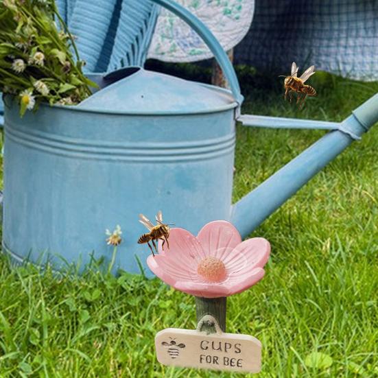 Bienenfreundliche, flache Trinkschale aus Keramik in Blütenform – leicht zu reinigen – Gartendekoration