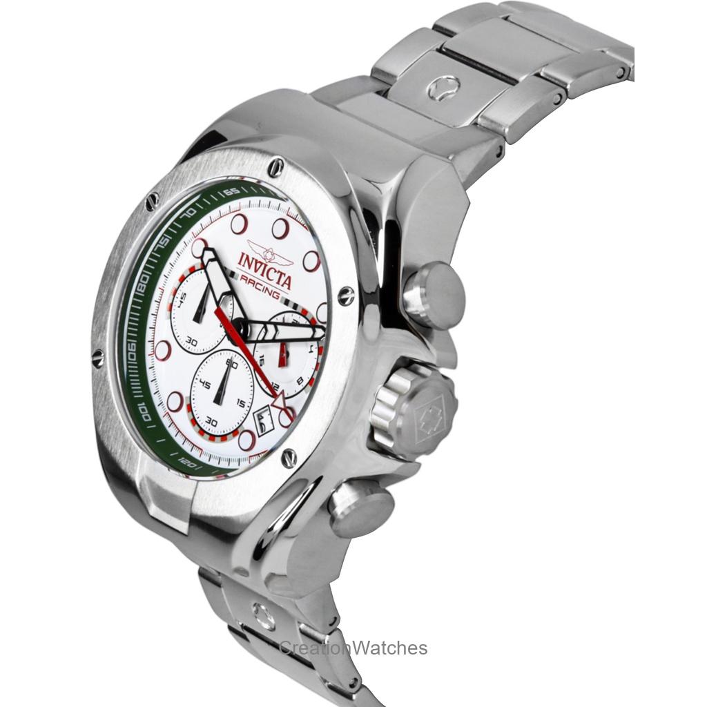 INVICTA Renn-Chronograph Edelstahl Weißes Zifferblatt Quarz 47746 Herrenuhr