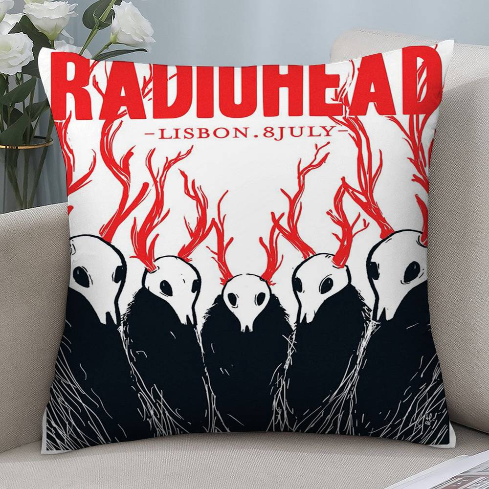 Rock R-Radiohead Band Kissenbezug Kurzplüsch Beidseitiger Druck Quadratische Kissenbezüge Sofa Heim Kissen Dekor