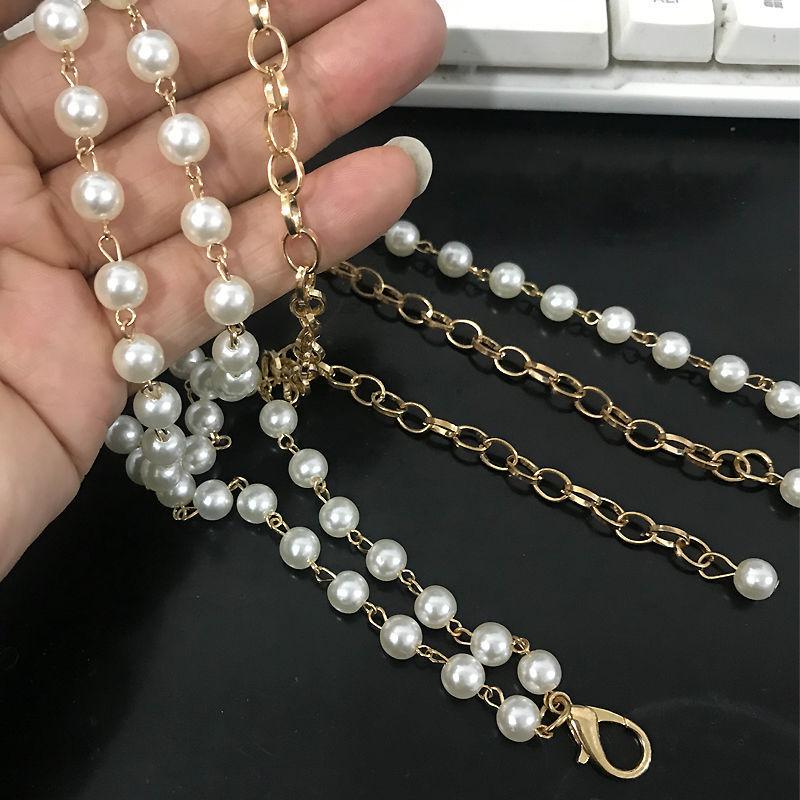 1Pc Accessories Fashion Double Imitation Pearl Waist Chain Women's Adjustable Versatile Sexy Spice Body Chain