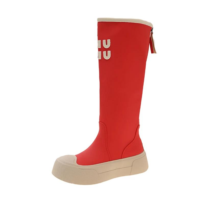 

Мода 2024 Лето Новые Женские Воздухопроницаемые Сапоги С Сеткой Из Натуральной Кожи Высокие Рыцарские Сапоги До Колена Каблуки Показать Тонкие Крутые Сапоги 38 красный