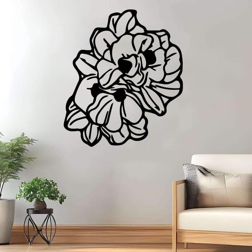 1pc Vibrant Floral Metal Wall Art, Rust Resistant Iron Wall Sculpture for Bedroom Garden Fence, Gift for Valentine Mother Day Floral Decor Lover