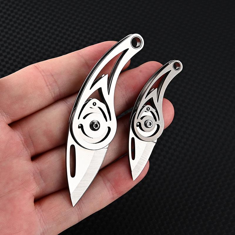 Conch Style Titanium Alloy Mini Knife with D2 Steel Blade, Stainless Steel Folding Design - Portable Keychain Box Opener
