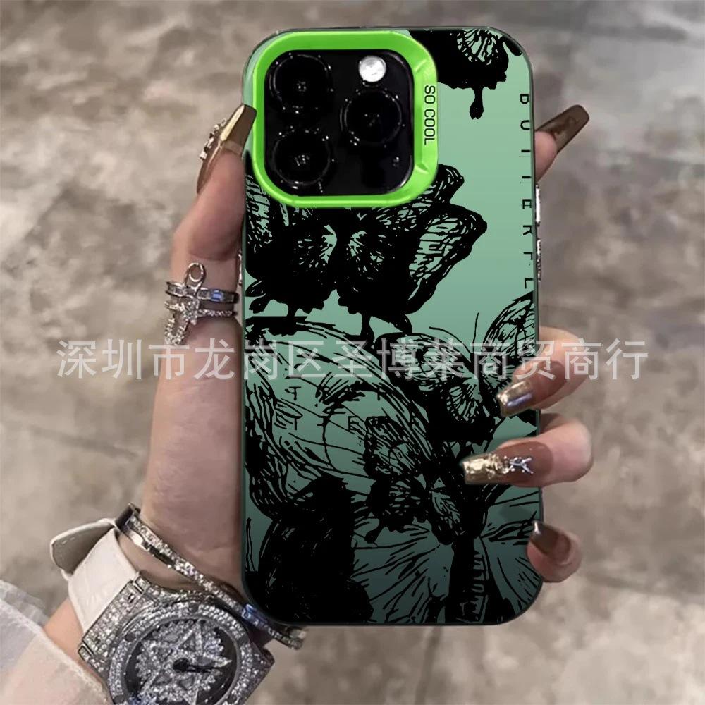 Black butterfly for Apple 15 colored silver iPhone14Pro creative 11promax matte 16 protective case 17