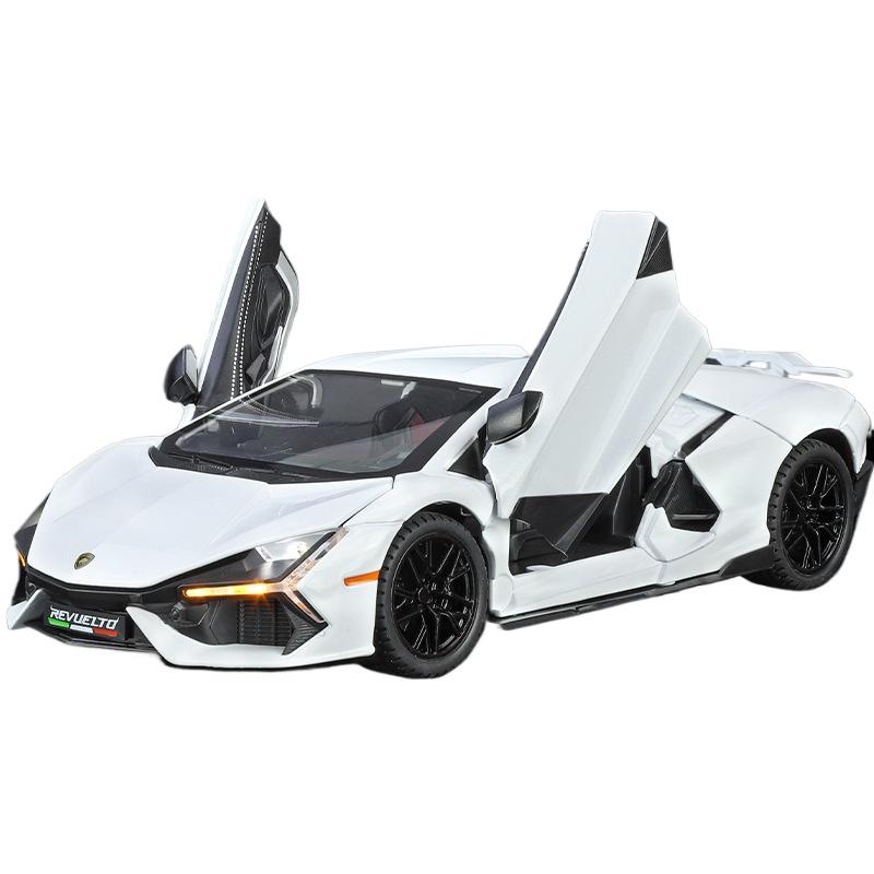 Симуляция 1/24 Lambo Revuelto Сплав Модель Суперкара Звук Свет Коллекционная Миниатюрная Машина Дети Мальчик Литая Игрушечная Машина белый