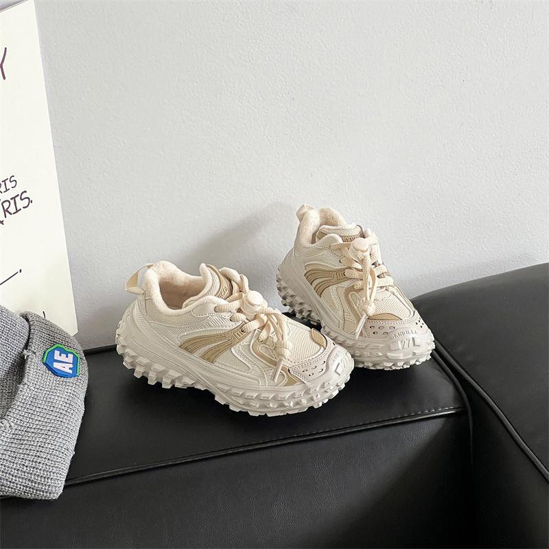 2025 Neue Mode Große Kinder Klobige Sneaker mit Plüsch Warme Winter Sportschuhe Kinder Mädchen Jungen Rutschfeste Lauf-Sneaker