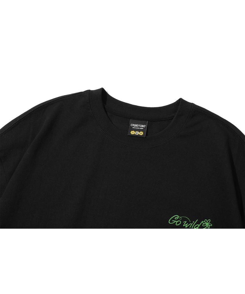 CPGN STUDIO Wild Cat Embroidered Short Sleeve T-Shirt Black
