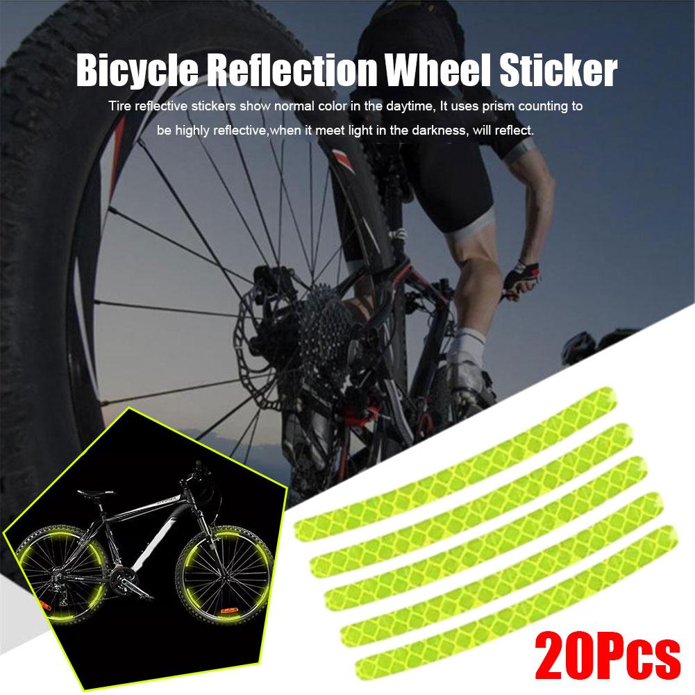 20Pcs Car Tire Rim Reflective Sticker Night Safety Warning Strip Motorcycle Bike Auto Wheel Hub Reflector Stickers Decals