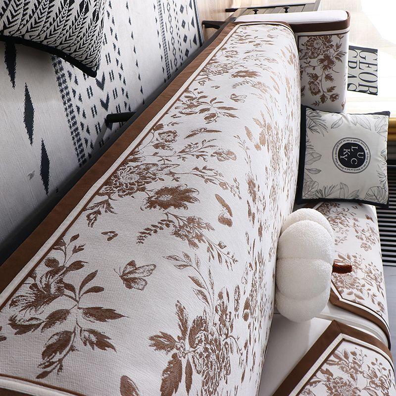

American Chenille Sofa Cushion Cover Non-Slip Sofa Cover All Year Round Neutral Leather Fabric Sectional Sofa Cushion Curry color 95*90cm
