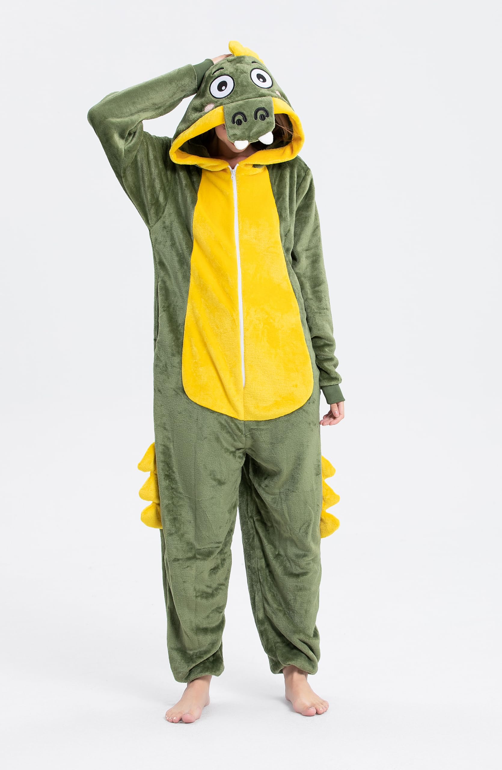 

dorawithme Пижама Кигуруми Крокодил для Косплея Животных Унисекс Взрослые, Домашняя одежда, Костюм, Хэллоуин, Рождество, (Размер S)