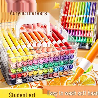 Acrylmarker für Kinder - Ungiftig, Auswaschbar, Deckend, Stapelbarer Aquarellpinsel