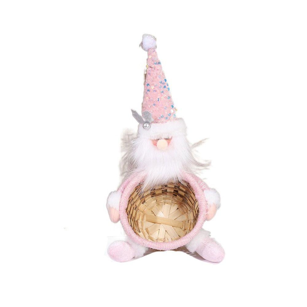 

Cloth Christmas Candy Basket Santa Claus Snowman Storage Basket Desktop Ornament Display Tray Home D