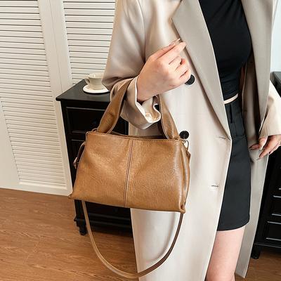 Jednoduchá retro kabelka z PU kůže podzim zima texturovaná univerzální dámská taška přes rameno Oblíbené dámské kabelky crossbody