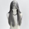 New Silver Gray Long Straight Hair Chemical Fiber Synthetic Wig Neat Bangs Matte Long Straight Hair Wig Women's Universal Wig
