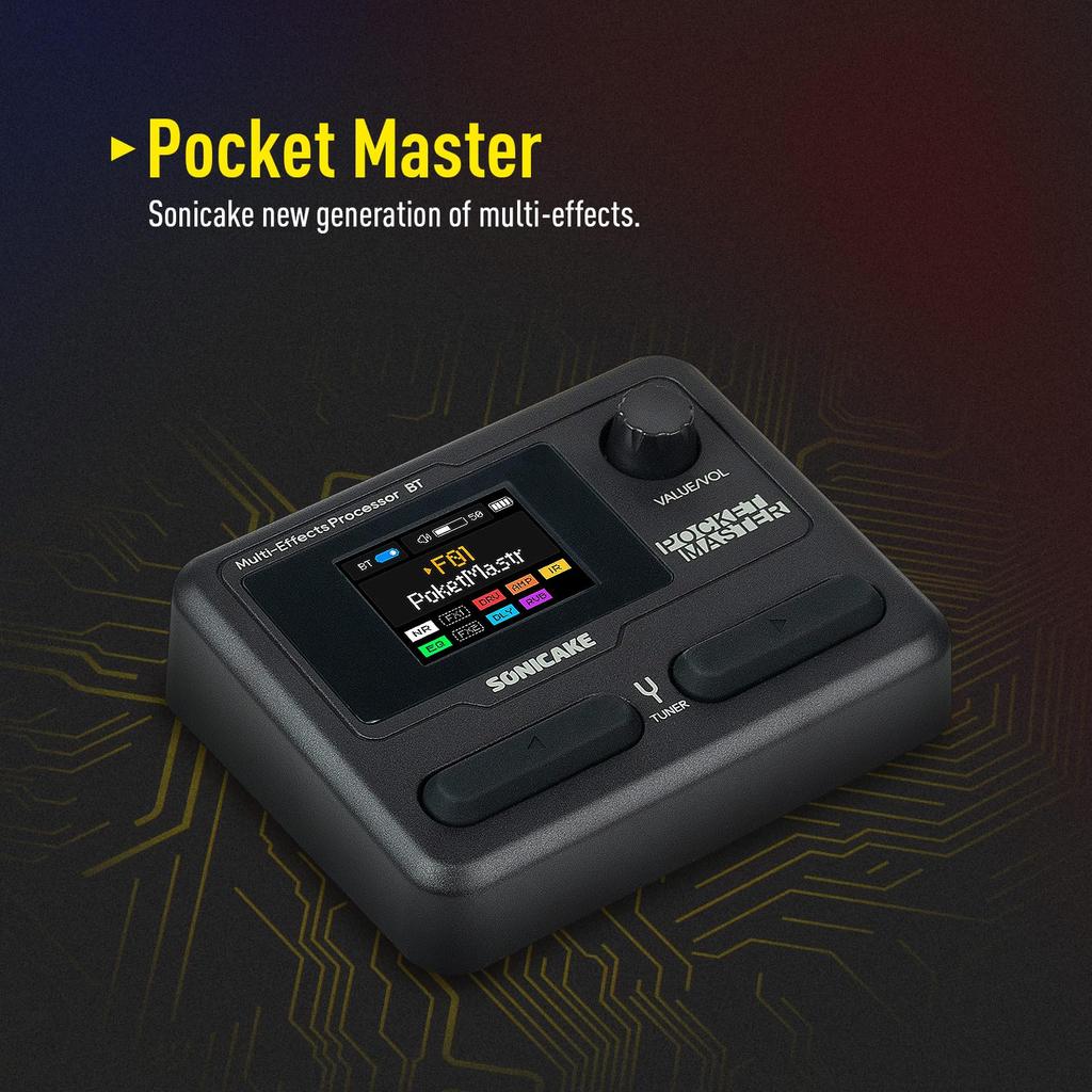 SONICAKE Multi-Effects Pedal with GuitarBass Amp Modeling, IR Cabinet Simulation, Stereo OTG USB Audio Interface, BT Audio, 1.77-inch LCD Color