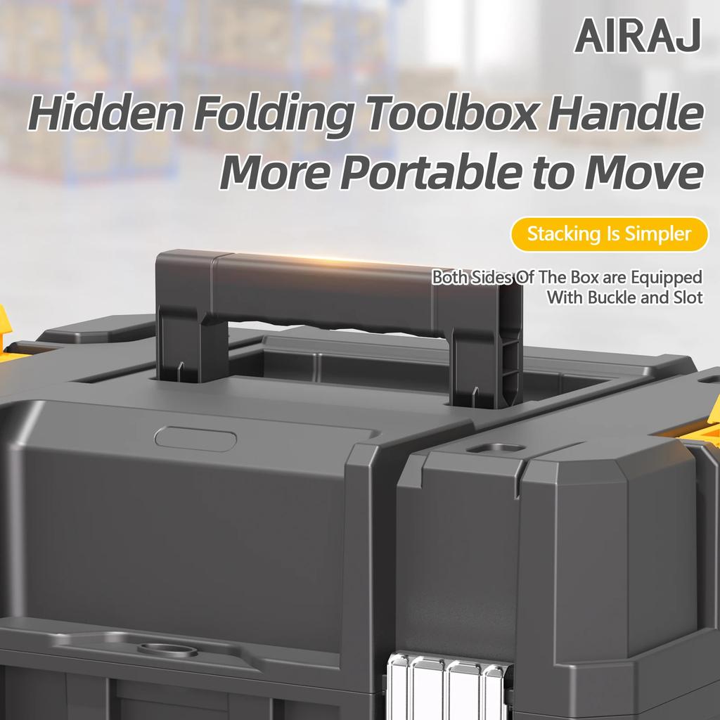 AIRAJ Stackable Modular Combo Toolbox Set -Portable Combo ToolBox with Wheels for Space-Saving Modular Assembly & Easy Mobility!