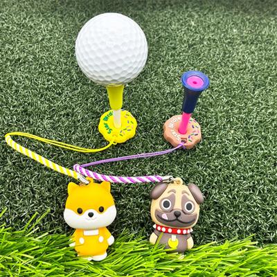 Cartoon Dog Golf Tee Hanger Plastic Anti Lost Golf Tee Ring with Strap Tee Loss Prevention Golf Accessory for Men Women Golfer