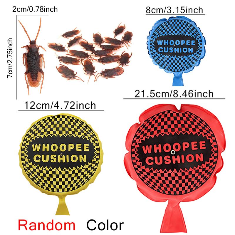 Whoopee Cushion Cockroach Set Random Color 1PC Prank Fart Pad 3 Size Available with 5PCS Decorative Bug Cockroach Party Gift ZYF
