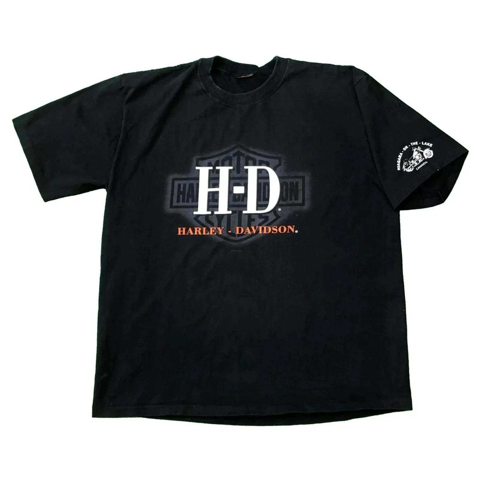 Vintage 2000 Harley Davidson T Shirt Mens XL Black Niagara Falls Faded Tee M
