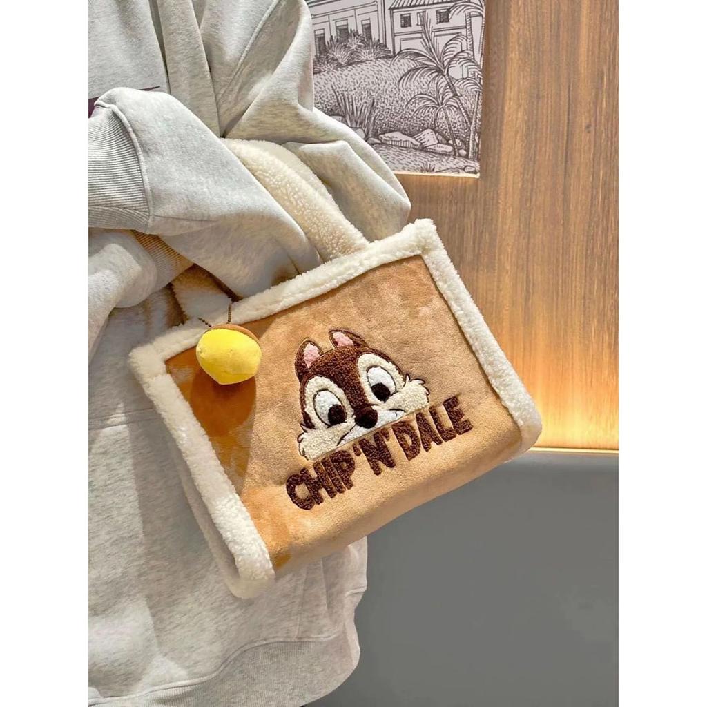 [hgTUP] Chip and Dale Lotso Tote Bag, Lotso Shoulder Bag, Large Capacity Tote Bag with Interior Pocket, Thick Chip and Dale Design, Meeting Bag for