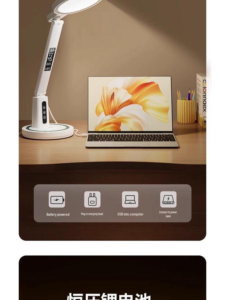 LED Desk Lamp: Eye Protection, Bedside & Study Light for College Dorm; Night Light with Charging & Timer; Compact & Stylish Design