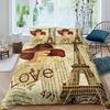 Eiffel Tower Paris France Old Newspaper Style 3D Duvet Cover Bedding Set Comforter Linen Pillowcases Home Decor Single Double