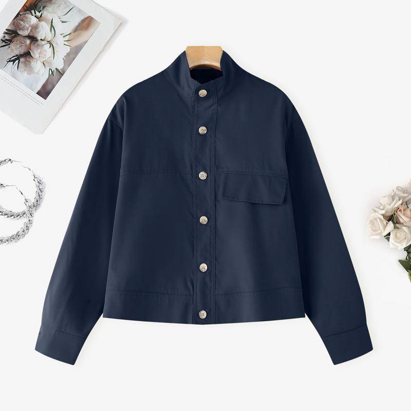 ZANZEA Blusa informal holgada de manga larga con cuello alto para mujer